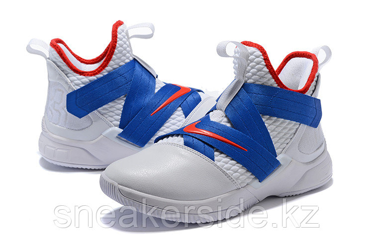 Кроссовки Nikе Lebron Zoom Soldier 12 (XII) "White/ Blue/ Red" (40-46) - фото 2 - id-p56549587