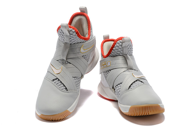 Кроссовки Nikе Lebron Zoom Soldier 12 (XII) "Grey/ Red/ Gold" (40-46) - фото 3 - id-p56549624