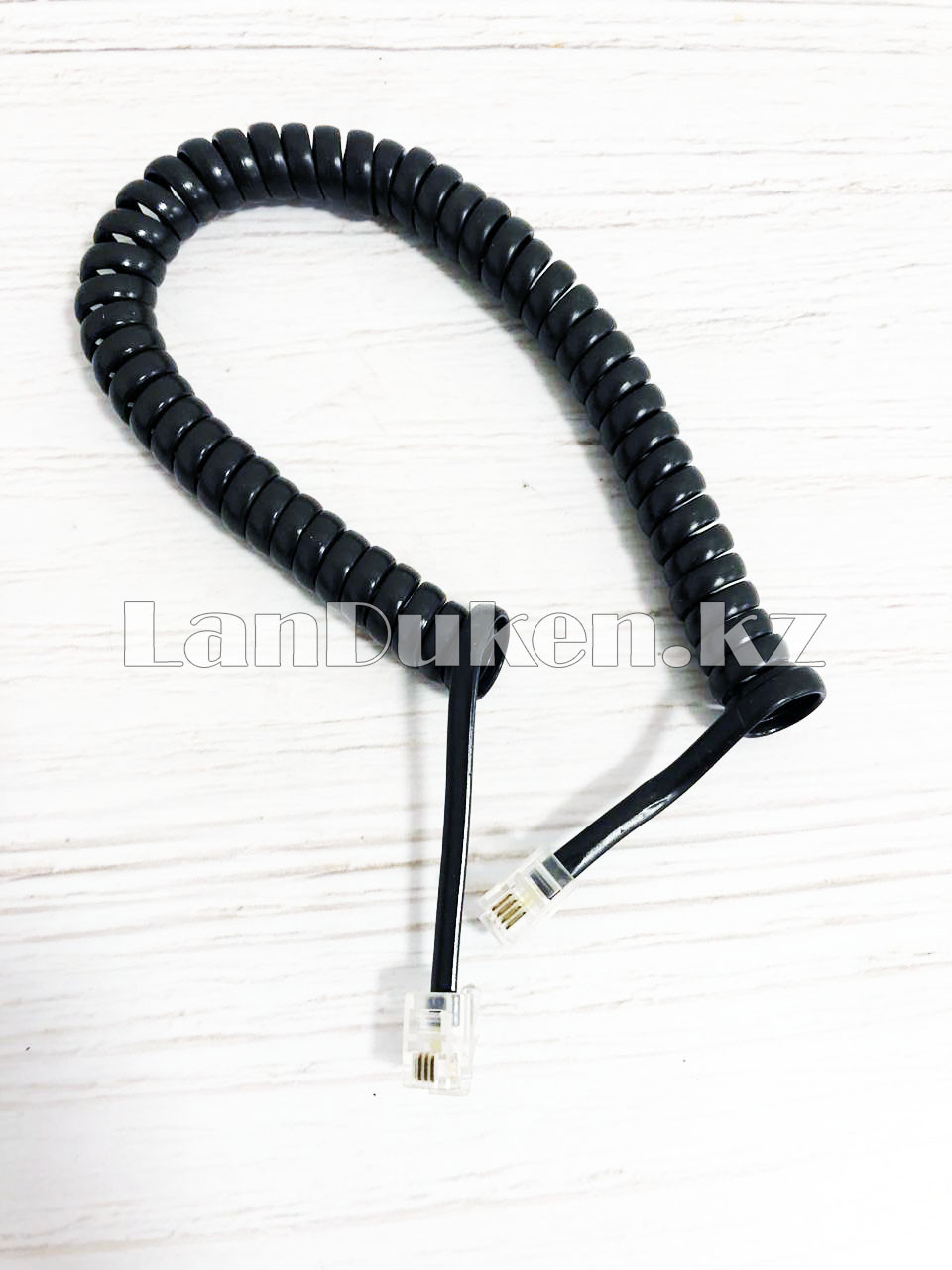 Крученый кабель для телефонной трубки с коннекторами RJ-9 38-70 см черный - фото 6 - id-p56057331