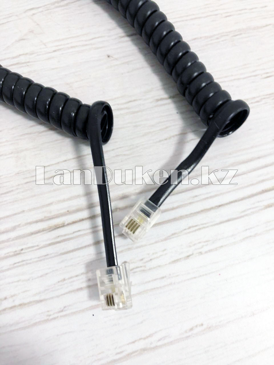 Крученый кабель для телефонной трубки с коннекторами RJ-9 38-70 см черный - фото 7 - id-p56057331