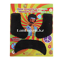 Накладные усы и бакенбарды в стиле хиппи 70-х. черные 