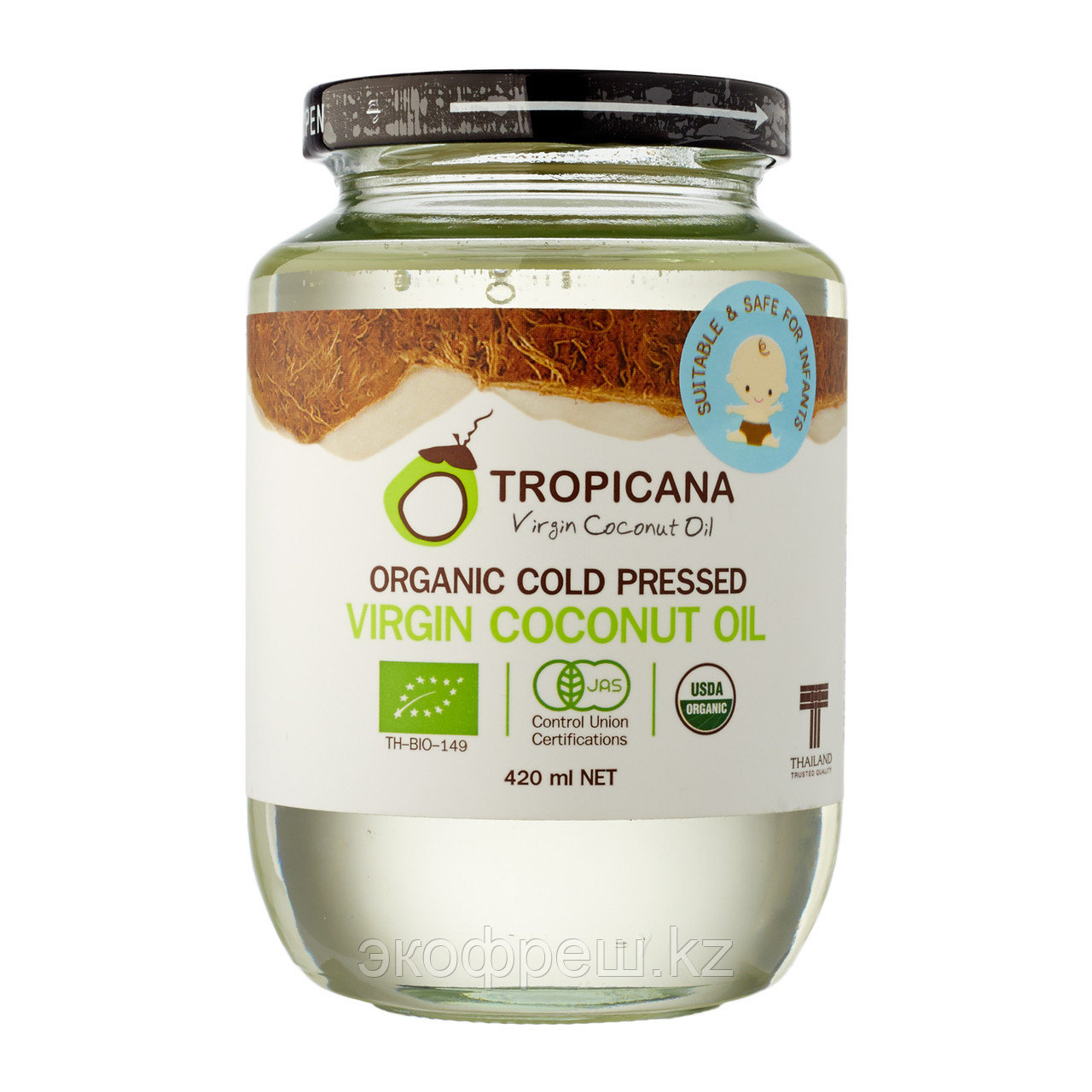 Органическое кокосовое масло Tropicana  холодного отжима 420 мл