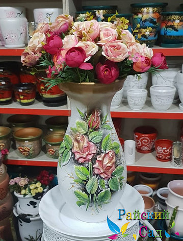 Керамическая ваза 30см. "Розы на белом"., фото 2