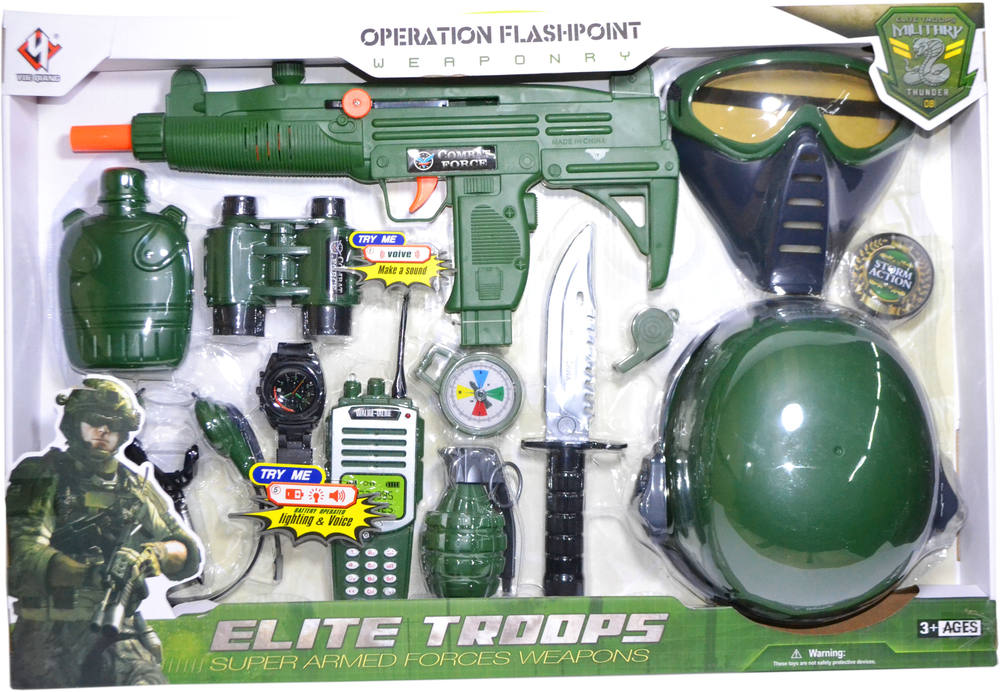 Без каски!!! M015B  Super Armed Военный набор с каской 59*41см, фото 1