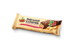Вафли с начинкой глазированные на фруктозе "Со вкусом топленого молока" с арахисом 38г.