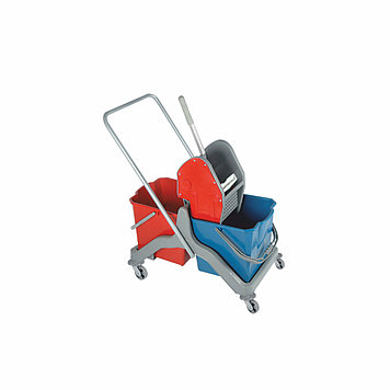 Пластиковая двухведерная тележка с отжимом