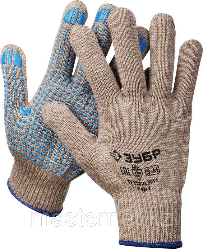 Перчатки утепленные, акриловые, с защитой от скольжения, 10 класс, S-M, ЗУБР Профессионал 11463-S