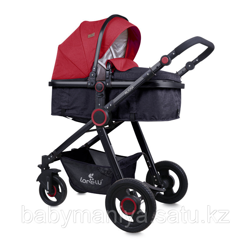 Коляска 2 в 1 Lorelli Alexa + Сумка для мамы Черный-красный/ Black&Red 1800