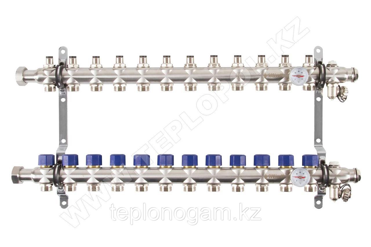 Распределительный коллектор Mixell из нержавеющей стали, 12 контуров