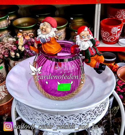 Стеклянная, декоративная ваза с ремешком. Цвет: Розовый.  Высота 15см., фото 2