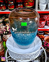 Стеклянная, декоративная ваза. Высота 30см. Цвет: Коричнево-синий. Водяной узор.