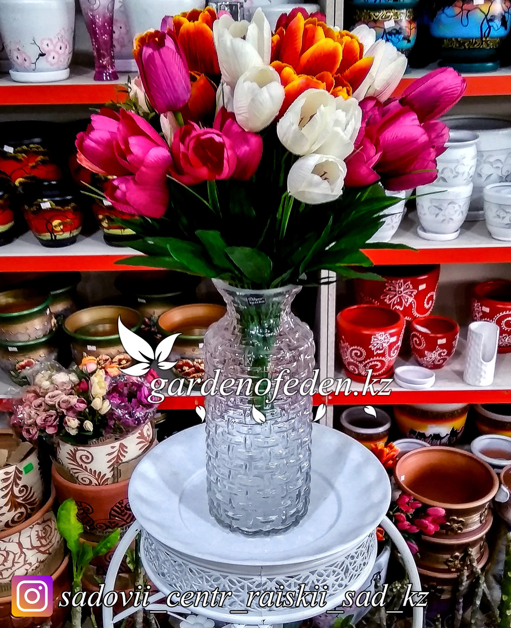 Стеклянная, декоративная ваза. Высота 25см. Цвет: Прозрачный. - фото 2 - id-p56657853
