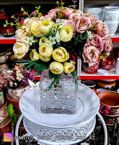Стеклянная, декоративная ваза. Высота 20см. Цвет: Прозрачный., фото 2