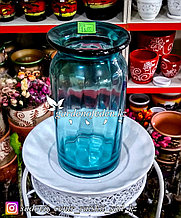 Стеклянная, декоративная ваза. Высота 30см. Цвет: Синий.