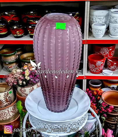 Стеклянная, декоративная ваза. Высота 40см. Цвет: Розовый., фото 2