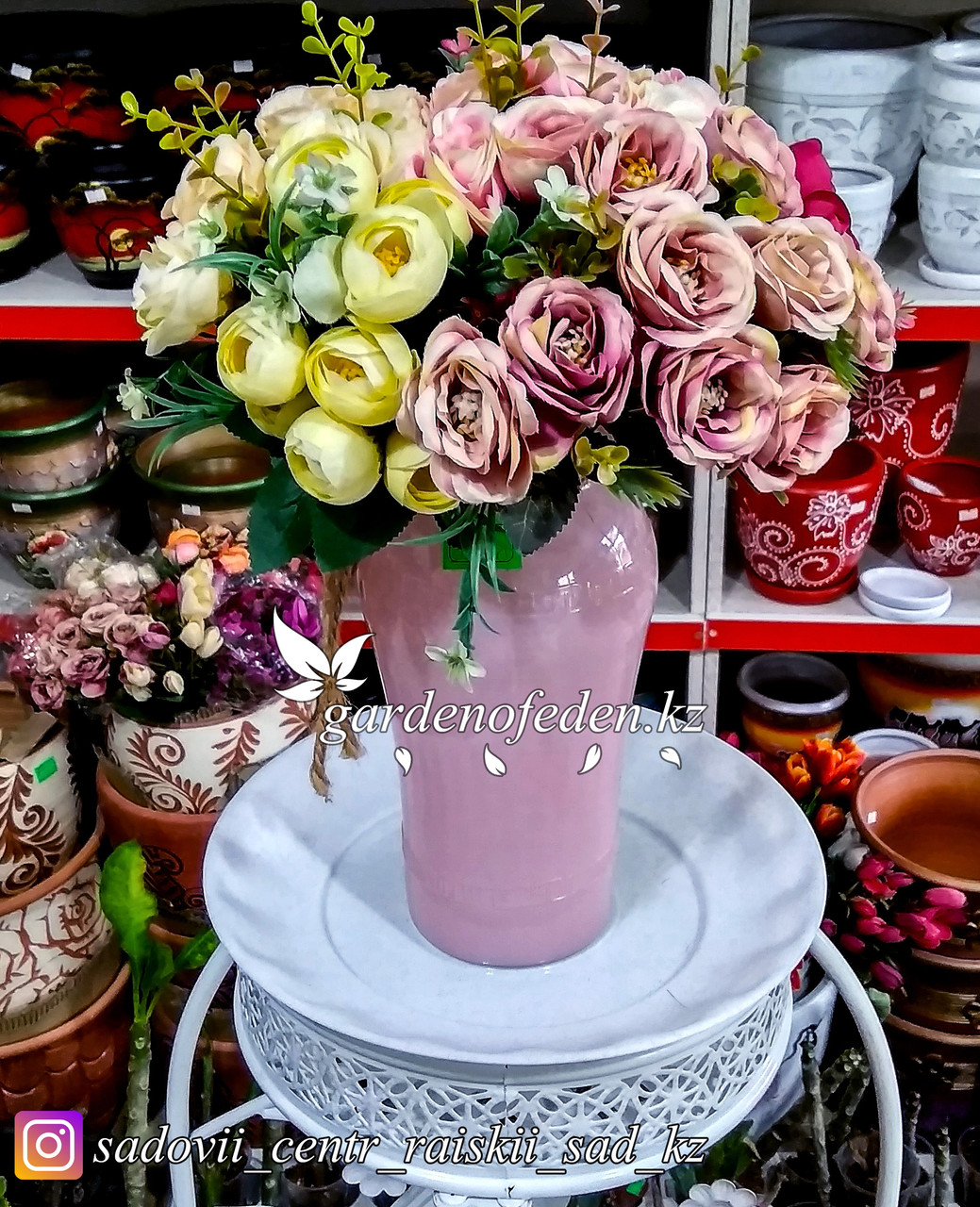Стеклянная, декоративная ваза. Высота 20см. Цвет: Розовый. - фото 2 - id-p56657914