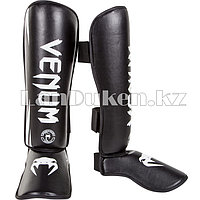 Щитки для ног Venum Elite Black (с белой надписью)
