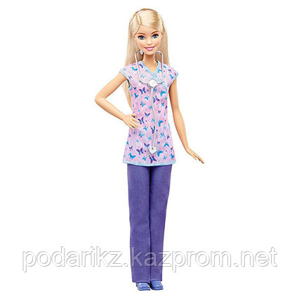 Mattel Barbie DVF57 Барби Кукла из серии "Кем быть?"Медсестра 
