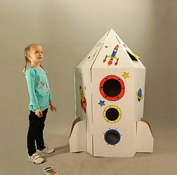 Детский картонный домик для рисования "Ракета"