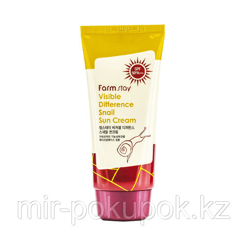 Солнцезащитный крем с экстрактом улитки FarmStay Visible Difference Snail Sun Cream SPF 50, Алматы