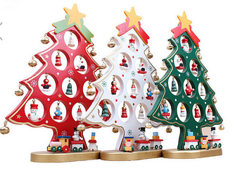 Елка деревянная  с игрушками 27*20 см, Алматы