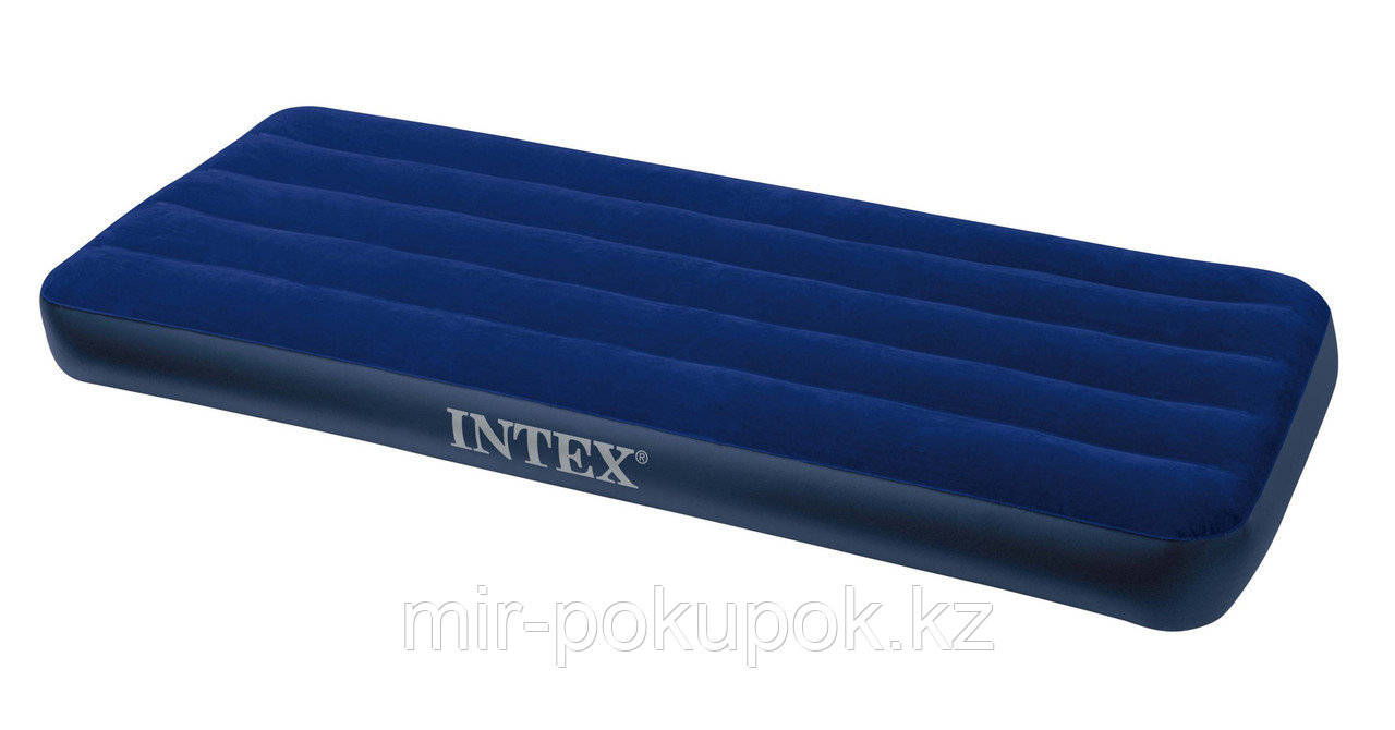 Матрас надувной односпальный 191х76х22см, max 136 кг, Intex 68950, поверхность флок, Алматы