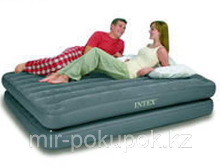 Кровать надувная 2 в 1, 203х152х46 см, max 273 кг, Intex 67744, поверхность флок, Алматы
