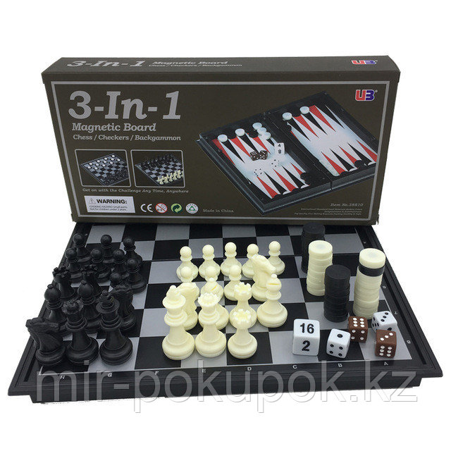 Игра Chess set 3in1 (Шахматы, шашки, нарды магнитные), Алматы