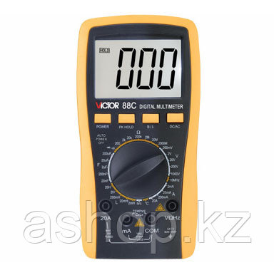 Мультиметр цифровой VICTOR 88C, Измерение: , U+, U~, I+, I~, R, C, t°, T, L, PN переход, Прозвонка