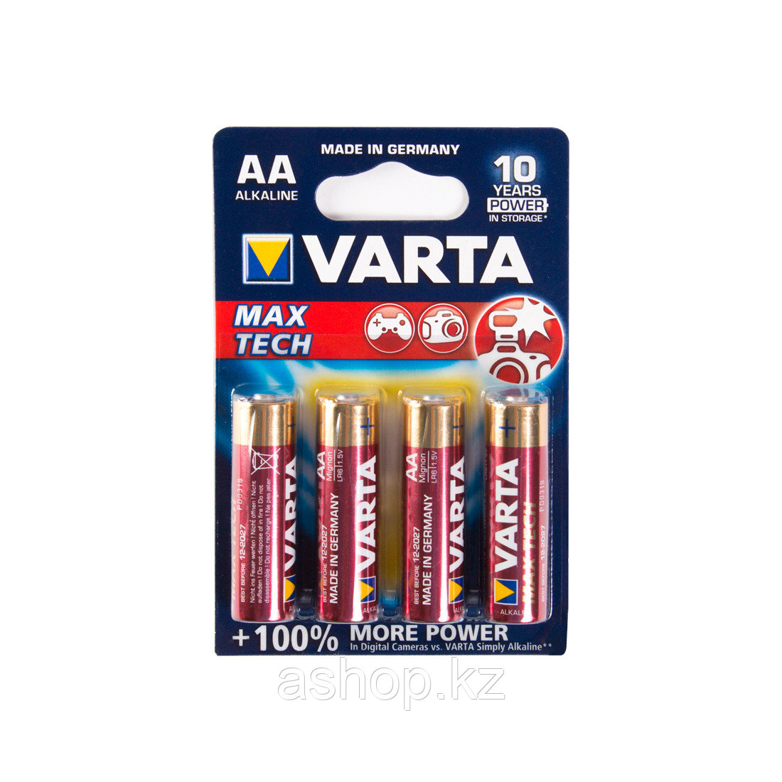 Батарейка VARTA LR6-BP4DG Max tech Mignon 1,5 В, Упакова: Блистер 4 шт., Аналоги: AA, Тип батареи: Щелочная (А