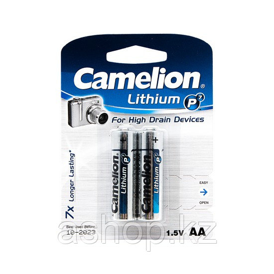 Батарейка Camelion FR6-BP2 1,5 В, Упакова: Термоусадочная упаковка 2 шт., Аналоги: LR6\15A\AA\А316, Тип батаре