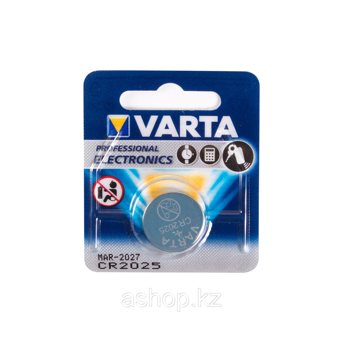 Батарейка VARTA CR2025-BP1 3 В, Упакова: Блистер 1 шт., Аналоги: CR2025\5003LC, Тип батареи: Литий-ионный