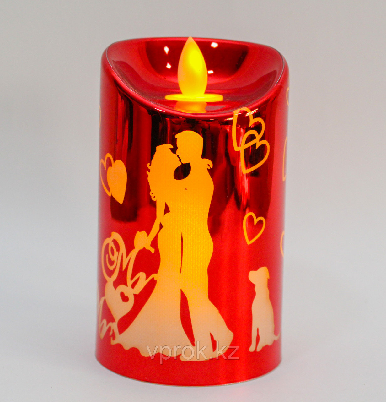 Светодиодная свеча на батарейках, "Парень и девушка", красная
