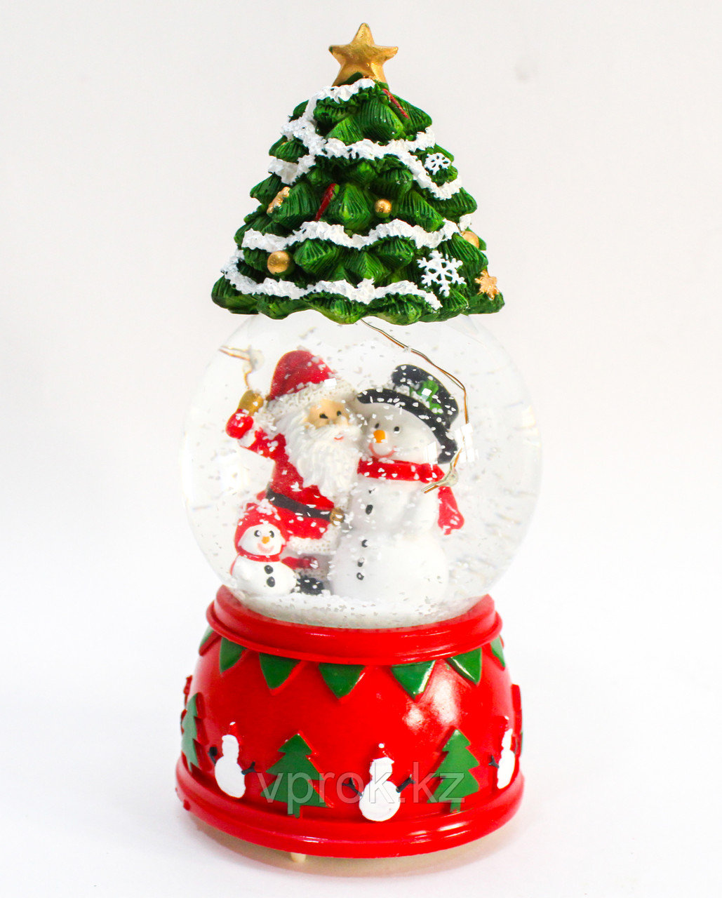 Шар со снегом музыкальный с подсветкой "Дед мороз и снеговик" (17 см) - фото 1 - id-p56684708