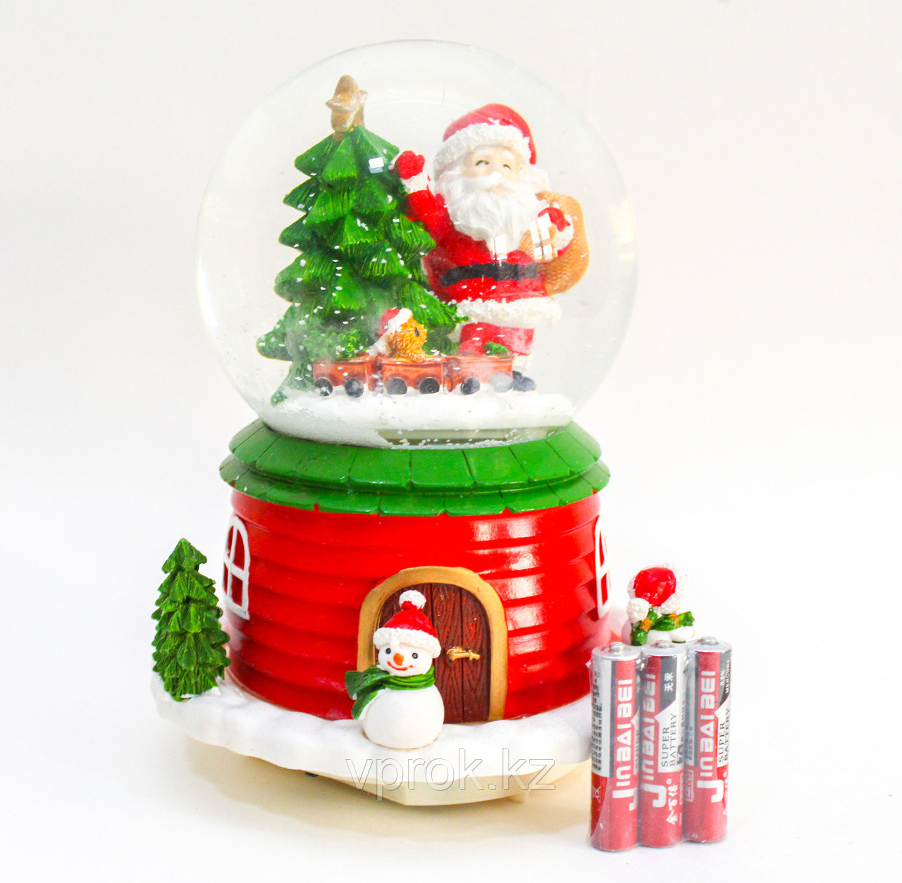 Шар со снегом музыкальный с подсветкой вращающийся "Дед мороз" (17 см) - фото 1 - id-p56684787