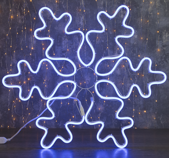 Фигура из неона "Снежинка", 67 см, 5 метров, 600 LED, 220 В, БЕЛЫЙ