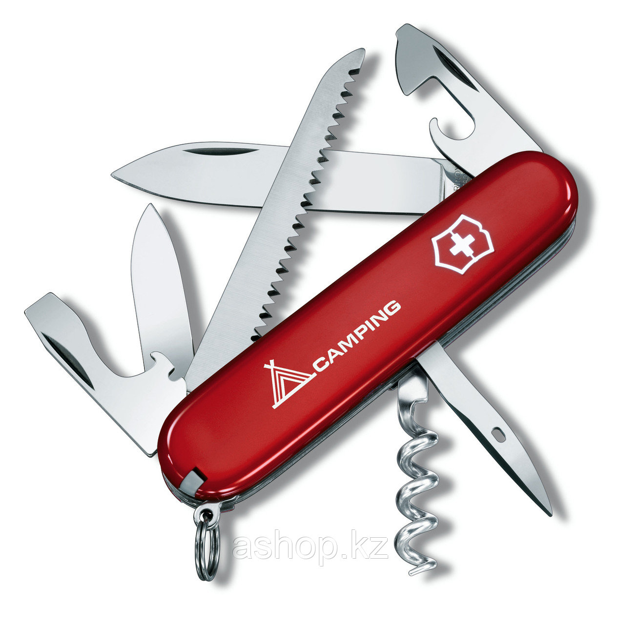 Нож складной армейский Victorinox Camper, Функционал: Туризм, Кол-во функций: 13 в 1, Цвет: Красно-белый, (1.3