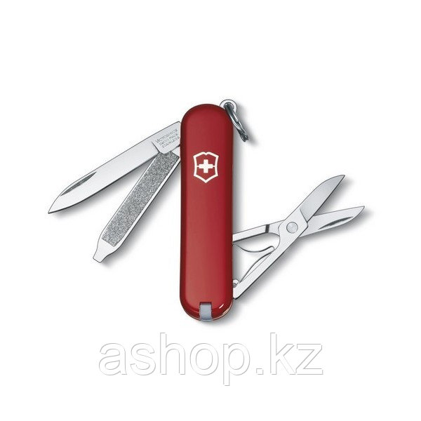 Нож складной карманный Victorinox Classic, Функционал: Туризм, Кол-во функций: 7 в 1, Цвет: Красный, (0.6223)