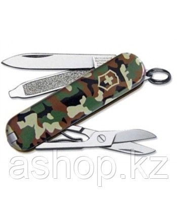 Нож складной карманный Victorinox Classic SD Camouflage, Функционал: Туризм, Кол-во функций: 7 в 1, Цвет: Хаки