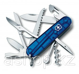 Нож складной армейский Victorinox Huntsman, Кол-во функций: 18 в 1, Цвет: Синий (прозрачный), (1.3713.T2)