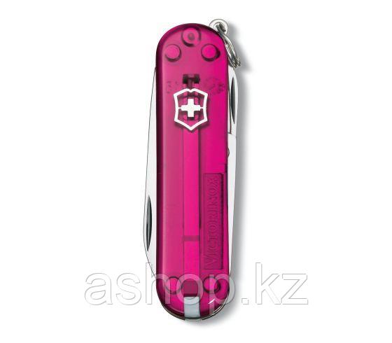 Нож складной карманный Victorinox Classic, Функционал: Туризм, Кол-во функций: 7 в 1, Цвет: Розовый (прозрачны