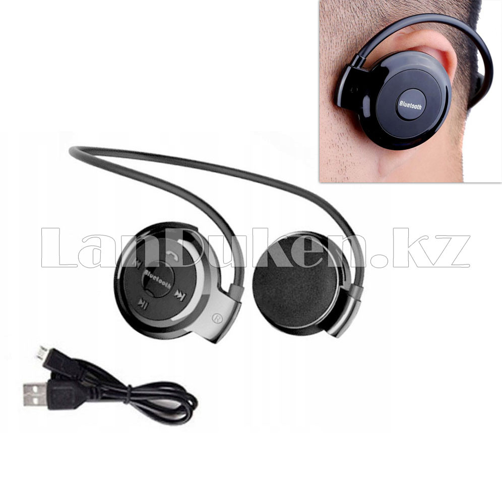 Блютуз наушники Bluetooth Stereo Headset mini-503TF черные (матовые с глянцем) - фото 1 - id-p56665912