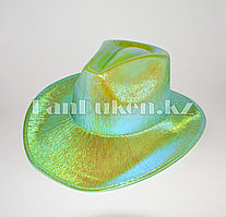 Ковбойская карнавальная блестящая шляпа перламутровый зеленый