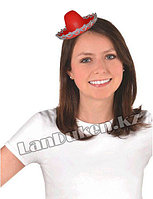 Сомбреро мексиканская шляпа мини красная с серебряной тесьмой