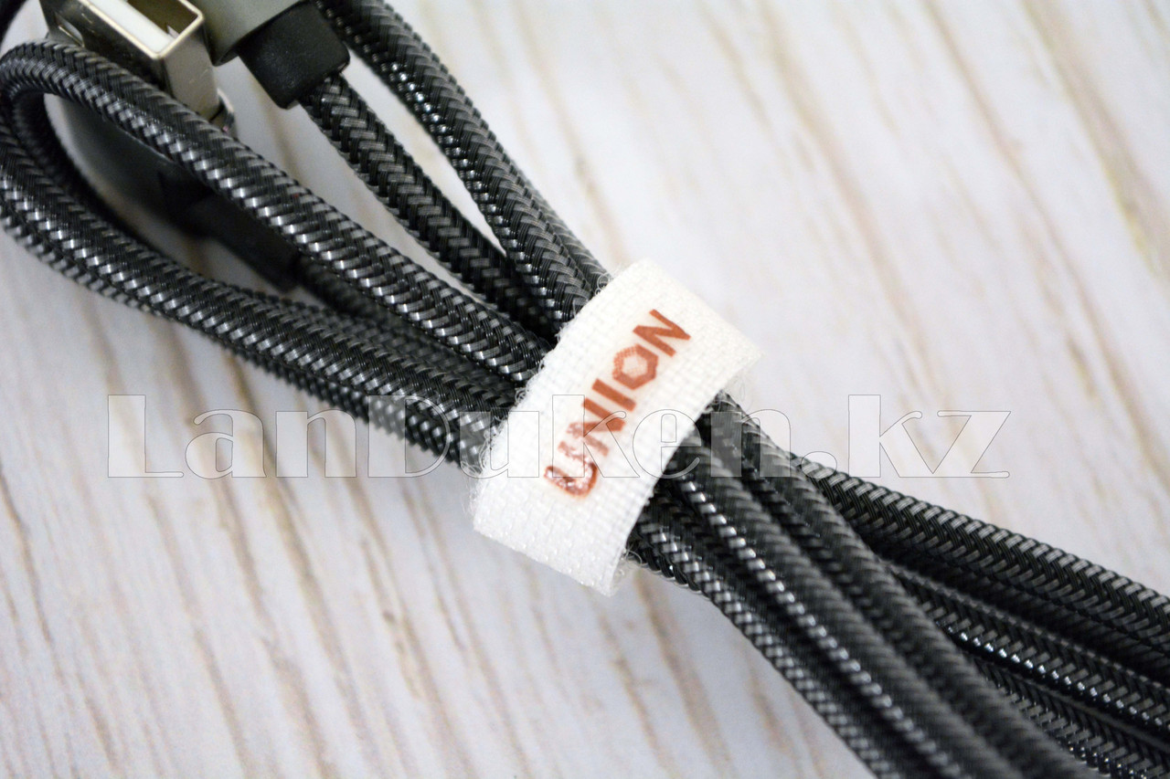Плетеный кабель с разъемом micro-USB и с Г-образным USB-выходом (90 градусов) Union UN-32 1метр - фото 7 - id-p56779838