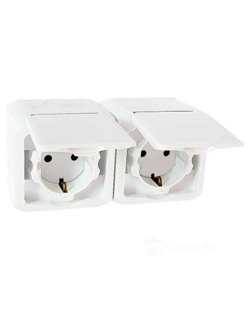Legrand 782323 Розетка 2X2К+З шт IP44 БЕЛ