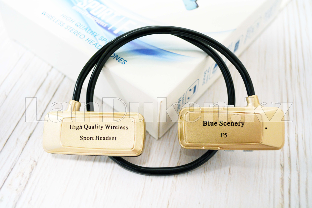 Блютуз наушники Bluetooth Blue Scenery sport F5 золотые - фото 5 - id-p56668227