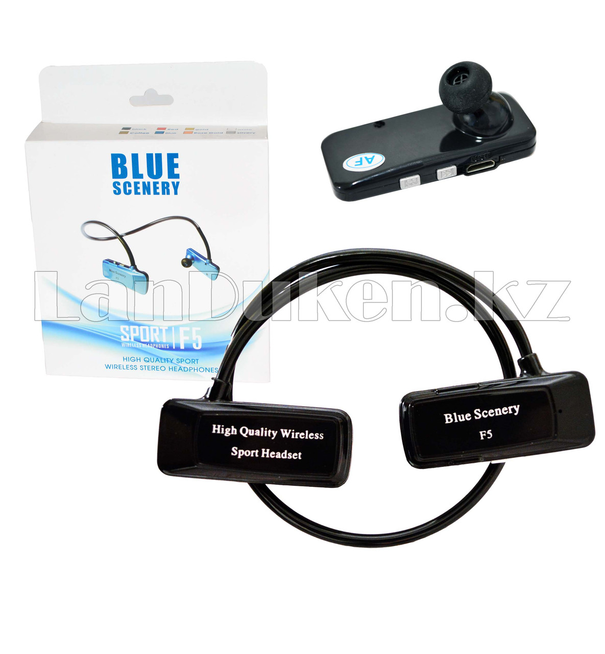 Блютуз наушники Bluetooth Blue Scenery sport F5 черные