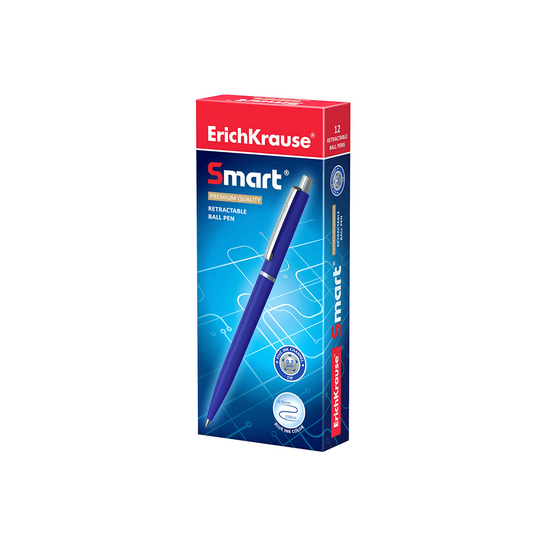 Ручка шариковая ErichKrause® 44967 Smart® цвет чернил синий (упак./12 шт.)