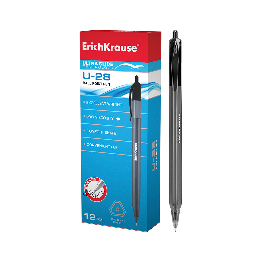 Ручка шариковая автоматическая ErichKrause® 33529 U-28 Ultra Glide Technology цвет чернил черный (упак./12